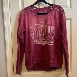 Affliction Maroon Graphic Top
